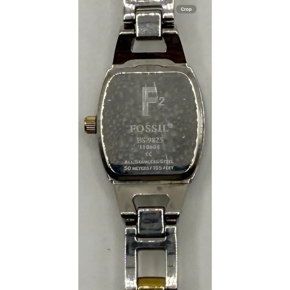 Fossil F2 Silver Tone Oval FaceCase Link Bracelet Band Watch Stainless Steel